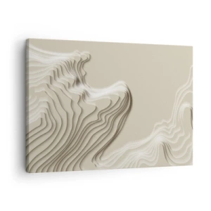 Canvas picture - An abstract pattern in shades of beige with a linear effect. - 70x50cm - Topography of Art. - Modern wall decoration for the living room and bedroom ARTTOR