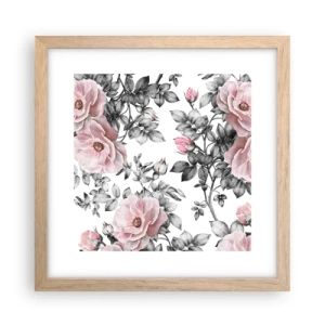 Poster in light oak frame - Getting Lost in Rose Flowers - 30x30 cm