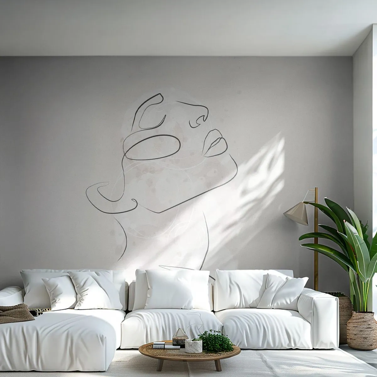 Photo Wallpaper Premium Canvas - Outline of Happiness - Woman's Face, Woman, Graphics - 200x140 cm