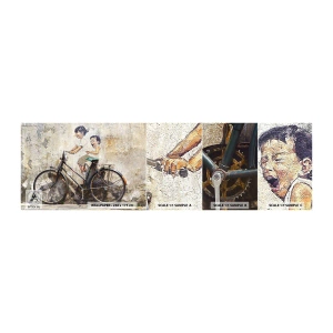 Photo Wallpaper Sample Self-Adhesive Deluxe Sticker - True or False? - Abstraction, Mural, Bicycle - 100x30 cm