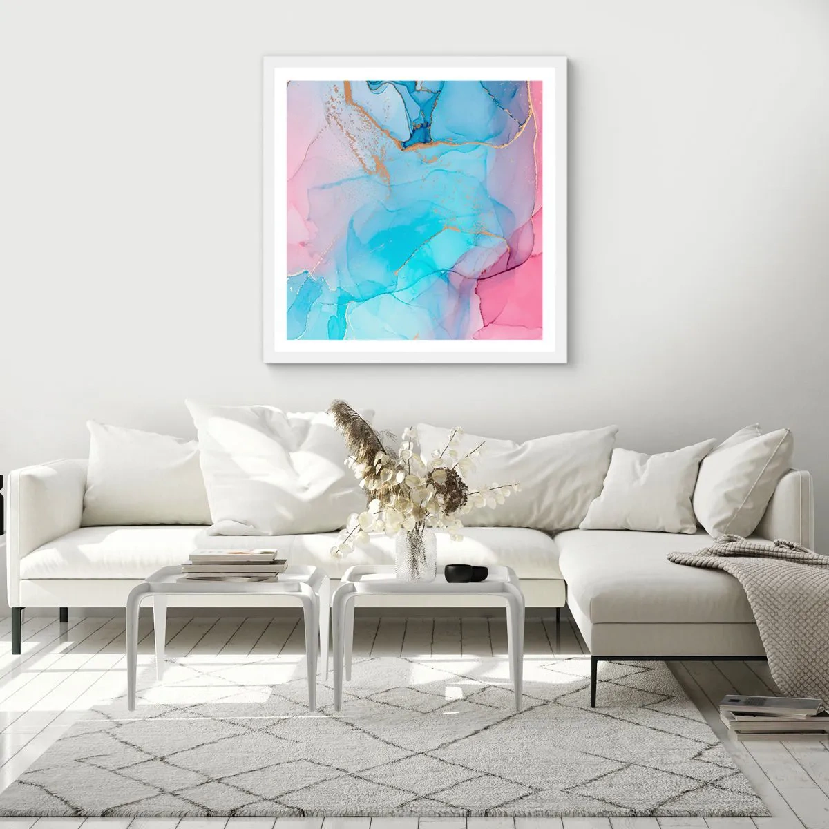 Poster in white frmae - Encounter and Permeation - 60x60 cm