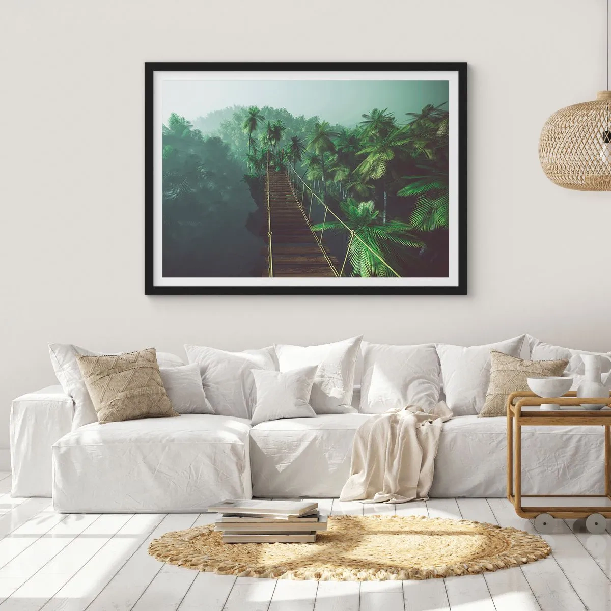 Poster in black frame - Hanging Bridge in the Green - 50x40 cm