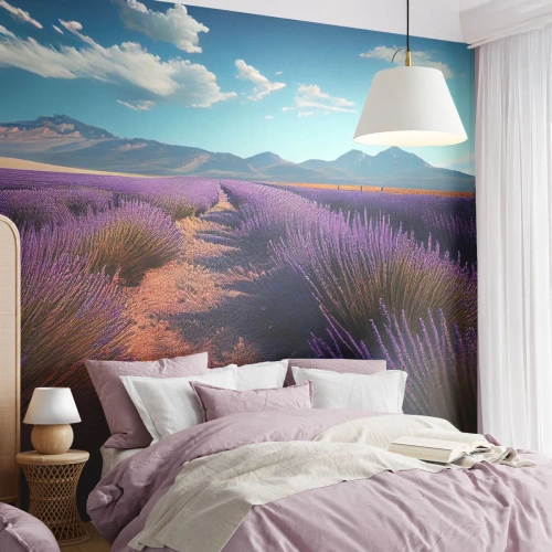 Photo Wallpaper Premium Sand - Fragrant Fields - Lavender, Horizon, Landscape - 100x70 cm