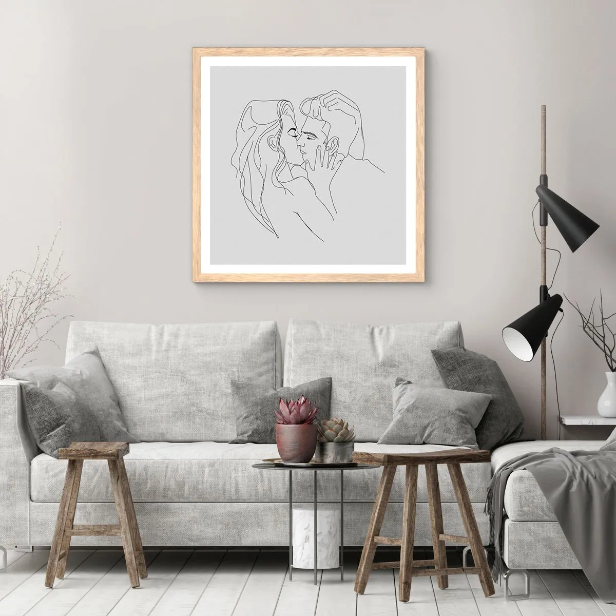 Poster in light oak frame - With the Same Line - 30x30 cm