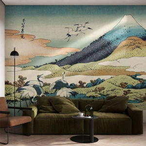 Photo Wallpaper Premium Canvas - In a Japanese Spirit - Stork, Bird, Landscape - 450x315 cm