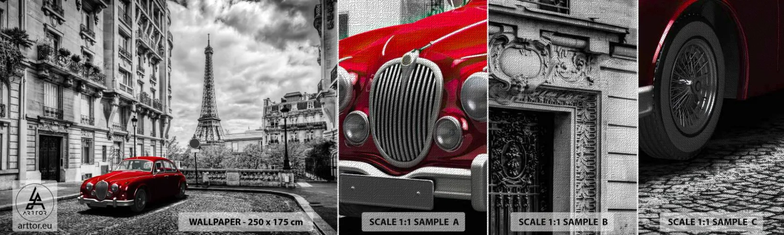 Photo Wallpaper Sample Premium Canvas - Predator in the City - City, Eiffel Tower, Paris - 100x30 cm