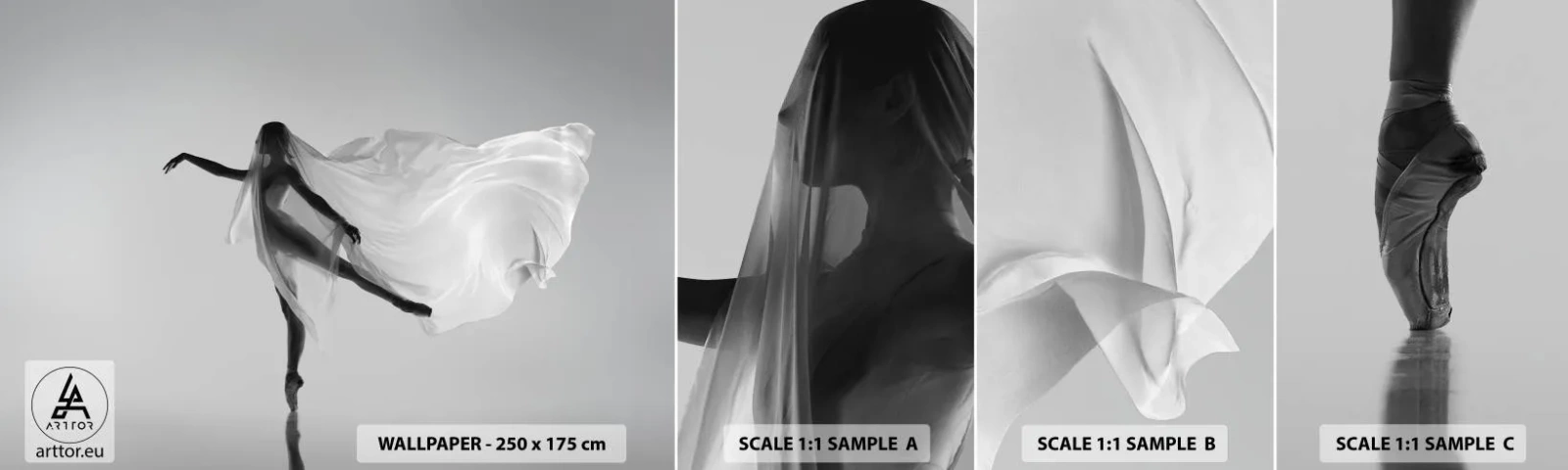 Photo Wallpaper Sample Self-Adhesive Deluxe Sticker - Lightness and Grace - Woman, Dance, Model - 100x30 cm