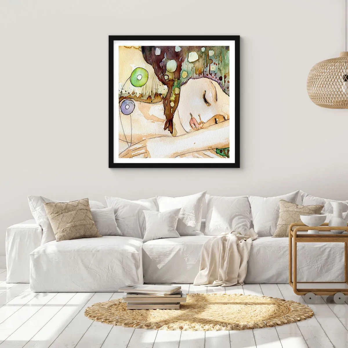 Poster in black frame - Emerald and Violet Dream - 60x60 cm