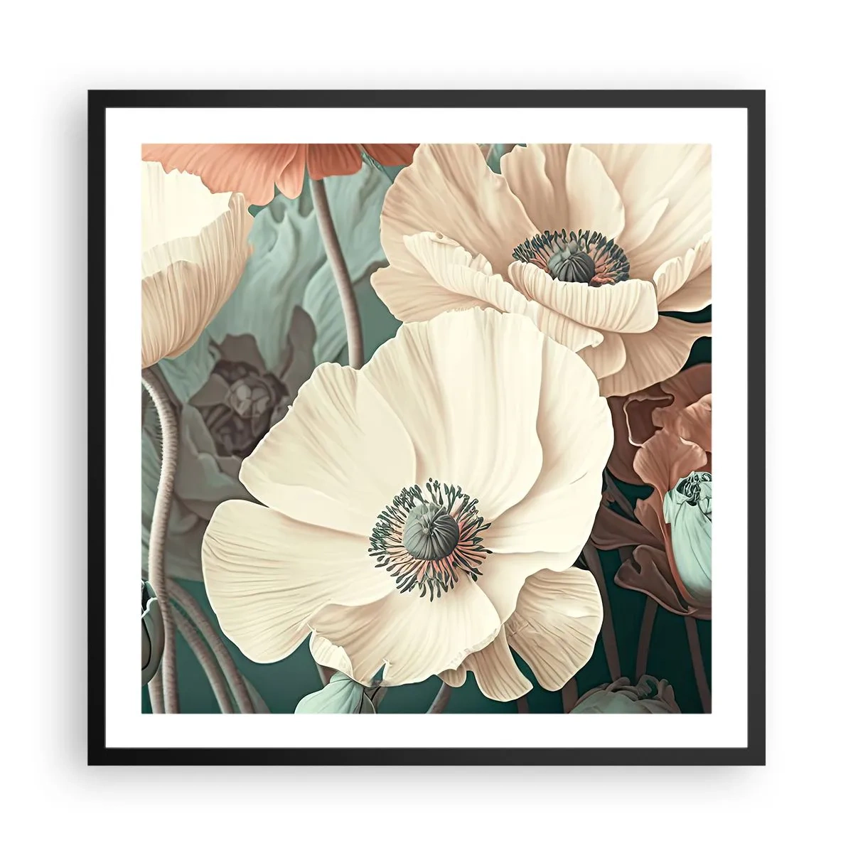 Poster in black frame - Whisper of the Poppies - 60x60 cm