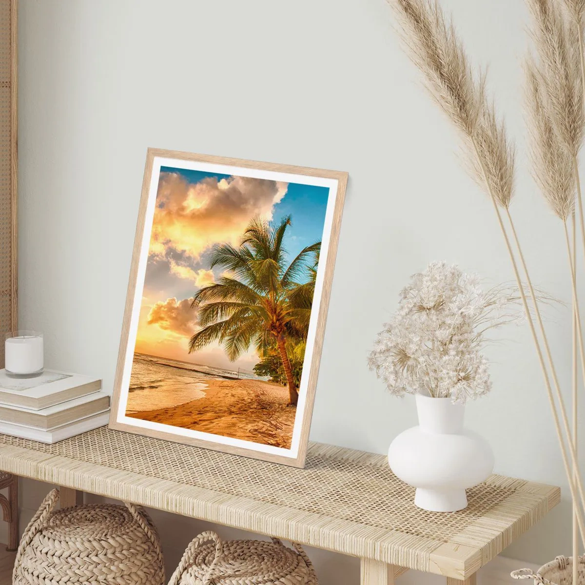 Poster in light oak frame - Eternal Summer, Always Holidays - 40x50 cm