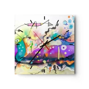 Wall clock - Clock on glass - No Words! - 40x40 cm
