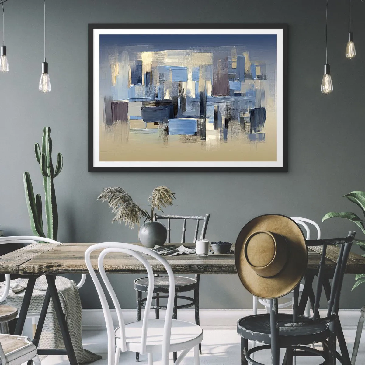 Poster in black frame - Blue Construction - 40x30 cm