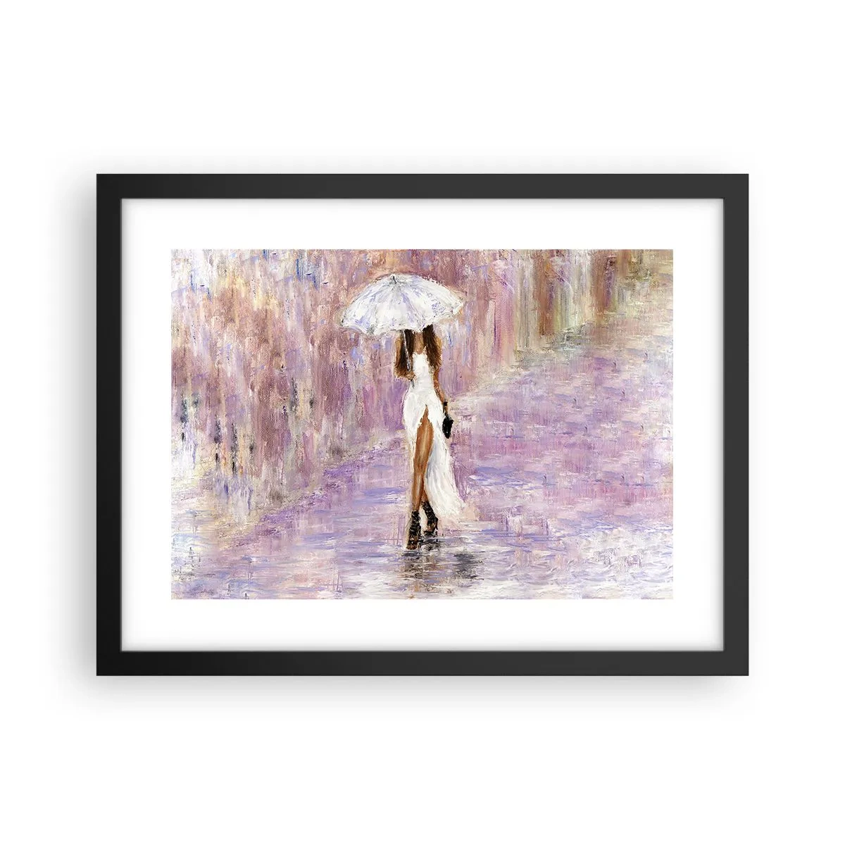 Poster in black frame - In Liliac Rain - 40x30 cm