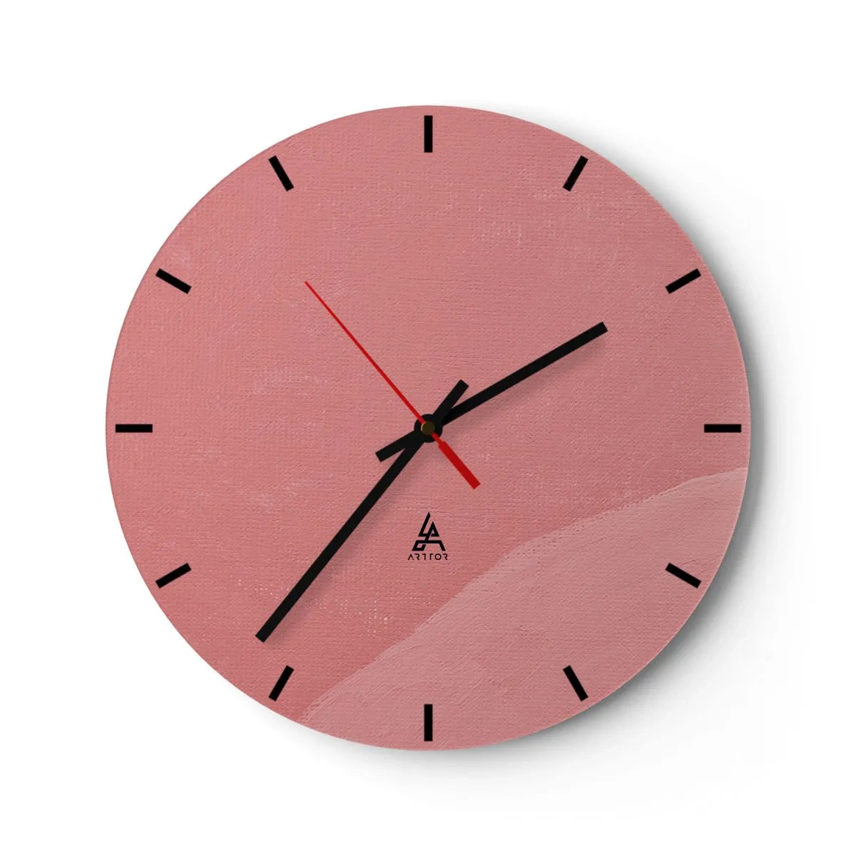 Wall clock - Clock on glass - Minimalist pink texture in a painterly style - 30x30cm - Organic Composition In Pink - Modern wall decoration for the living room, kitchen, and bedroom ARTTOR