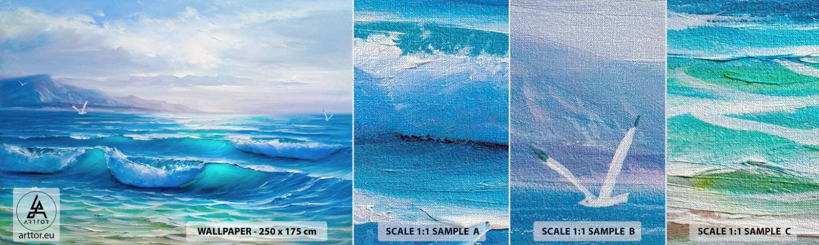 Photo Wallpaper Sample Premium Canvas - It Brings Bliss - Abstraction, Sea, Graphics - 100x30 cm