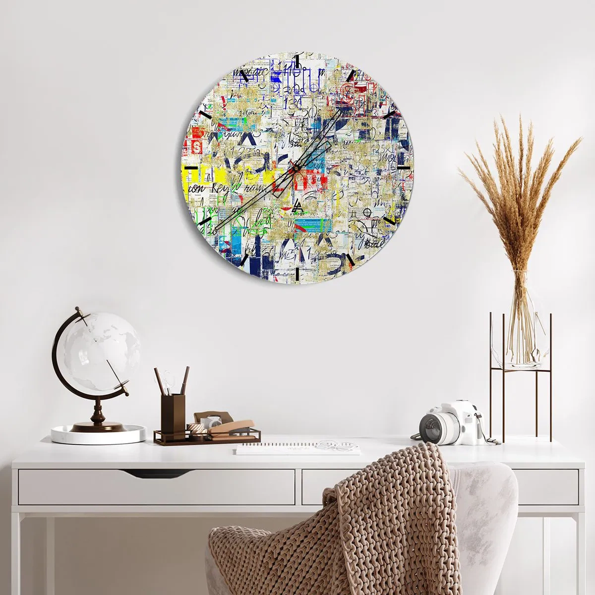 Wall clock - Clock on glass - Feast for the Eyes - 30x30 cm