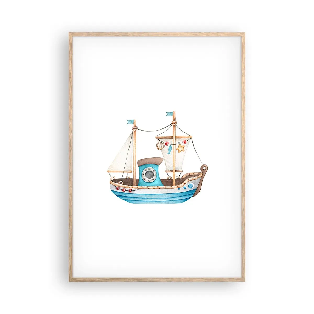 Poster in light oak frame - Ahoy, Adventure! - 70x100 cm