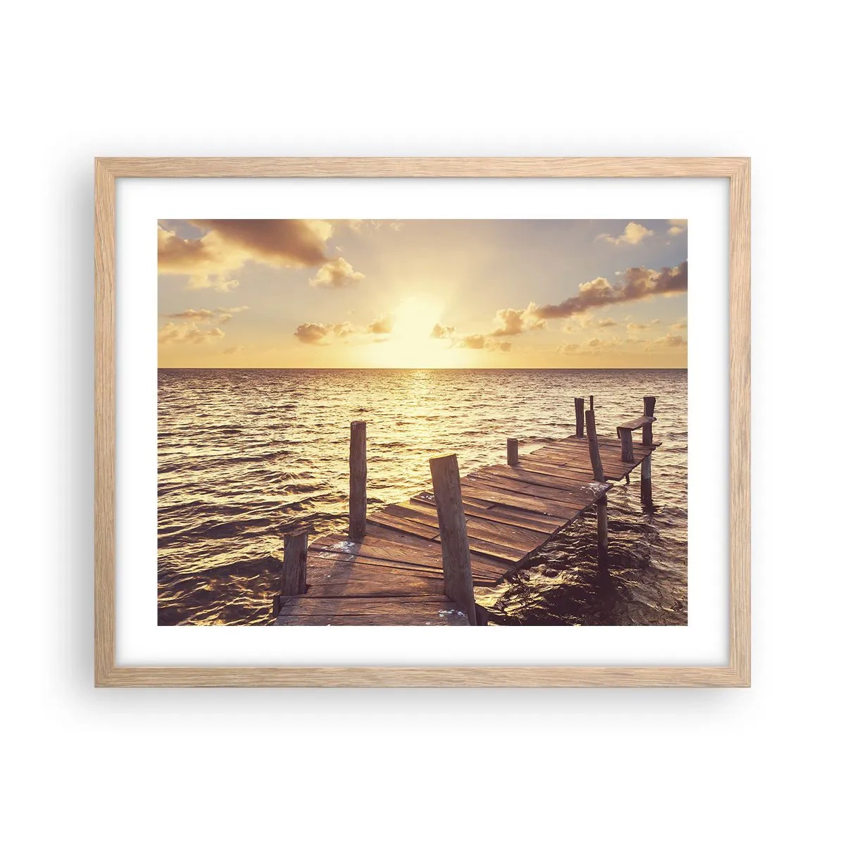 Poster in light oak frame - Golden Land of Tranquility - 50x40 cm
