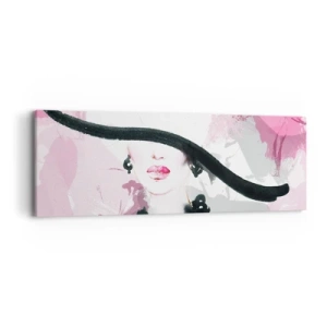 Canvas picture - Portrait of a Lady in Black and Pink - 90x30 cm