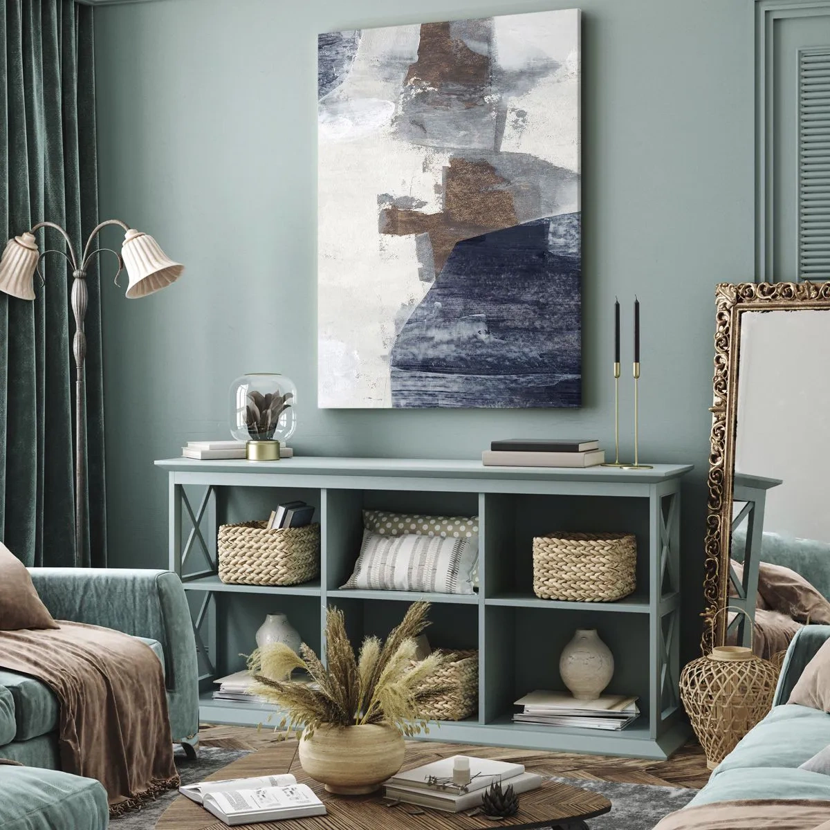 Canvas picture - Blue and Brown Shapes - 50x70 cm