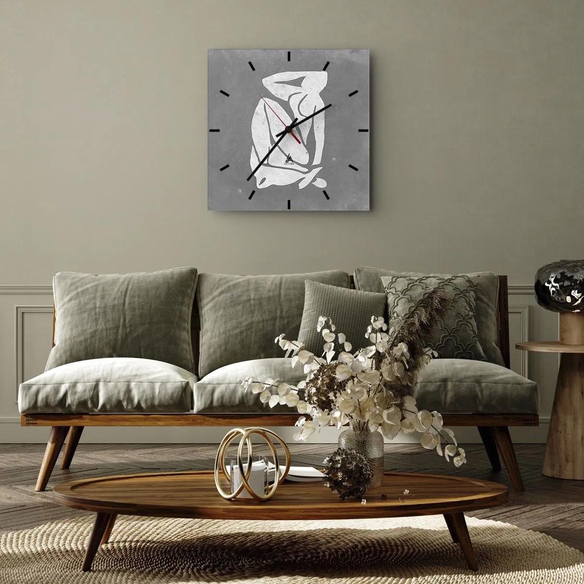 Wall clock - Clock on glass - Lost in Thoughts - 40x40 cm