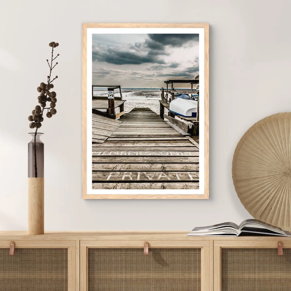 Poster in light oak frame - Northern Beach - 70x100 cm