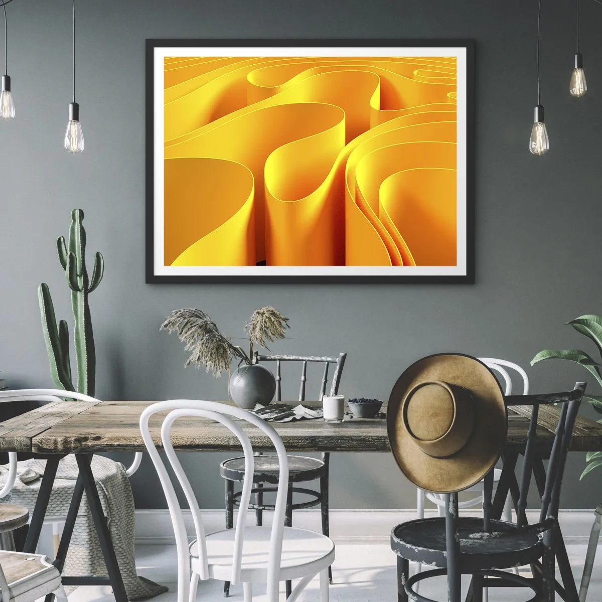 Poster in black frame - Like Waves of the Sun - 70x50 cm
