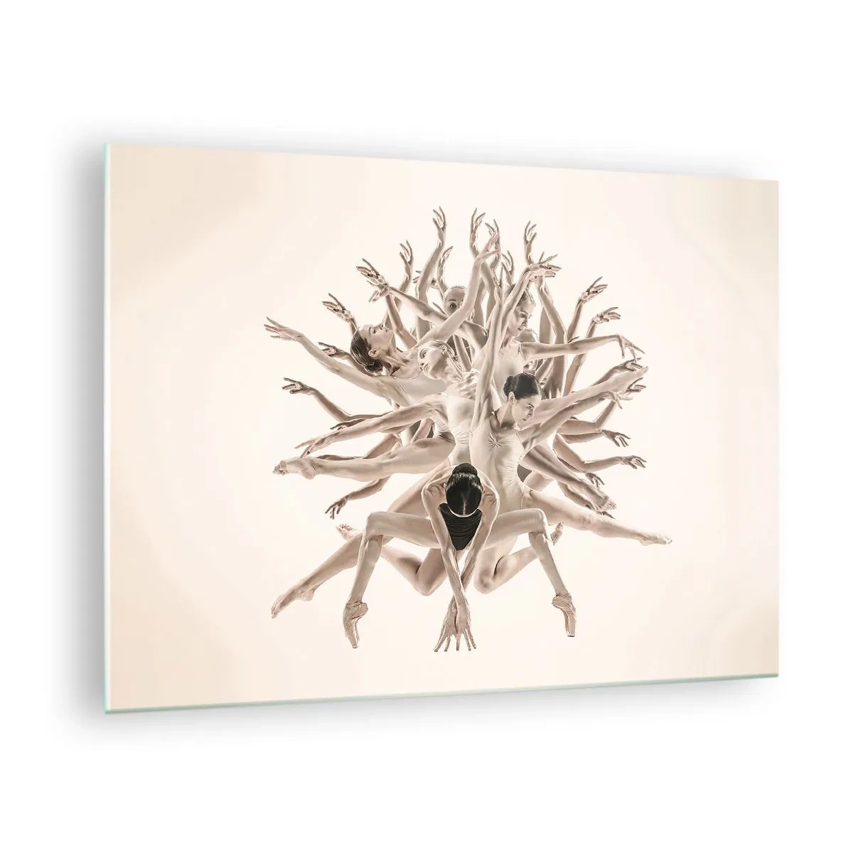 Glass picture - A composition of dancers in an artistic dynamic arrangement - 70x50cm - Dance in Bloom - Modern wall decoration for the living room and bedroom ARTTOR