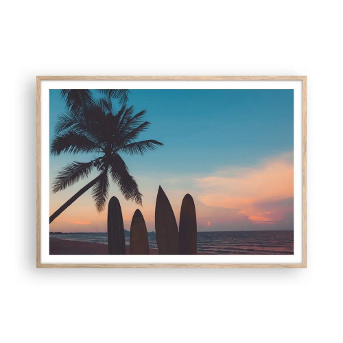 Poster in light oak frame - Tomorrow Will Be Fun Too - 100x70 cm