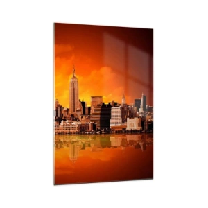 Glass picture - Big City Panorama in Brown and Yellow - 70x100 cm