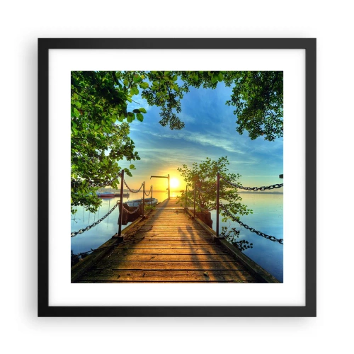 Poster in black frame - Sunset by the Water - 40x40 cm