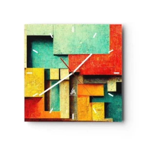 Wall clock - Clock on glass - Festival of Right Angles - 40x40 cm