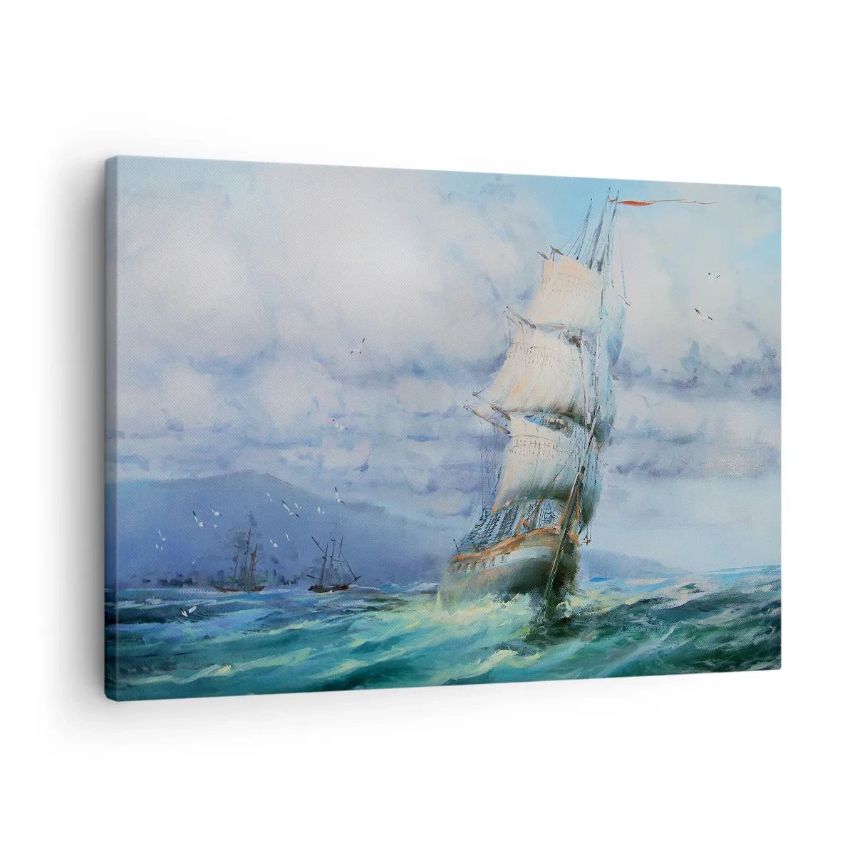 Canvas picture - A ship on a stormy sea - 70x50cm - Happy Winds - Modern wall decoration for the living room and bedroom ARTTOR