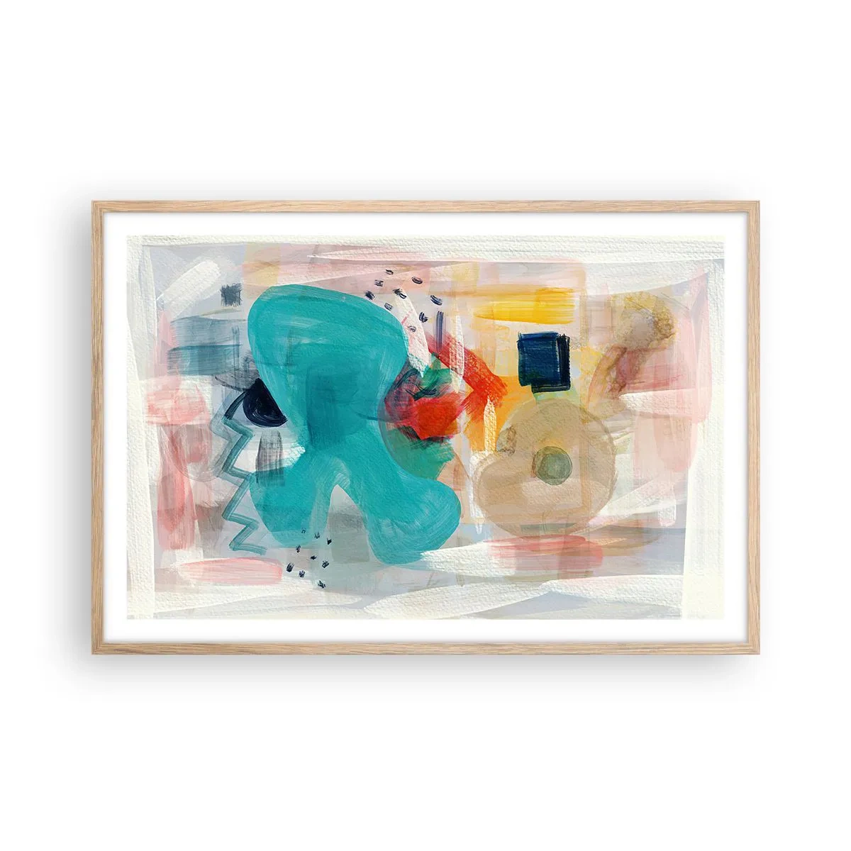 Poster in light oak frame - Colourful Game - 91x61 cm