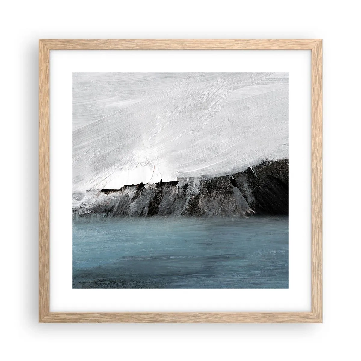 Poster in light oak frame - Water-Earth: Clash of Elements - 40x40 cm