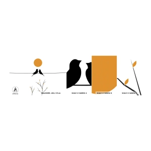 Photo Wallpaper Sample Standard Eco - Nightingale Evening - Abstraction, Birds, Graphics - 100x30 cm