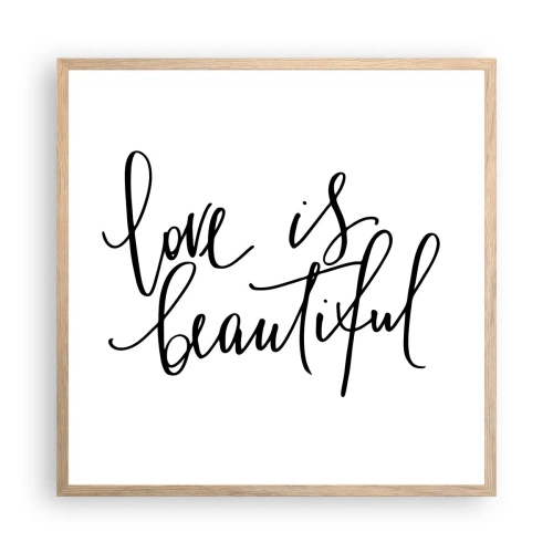 Poster in light oak frame - Read and Repeat - 60x60 cm