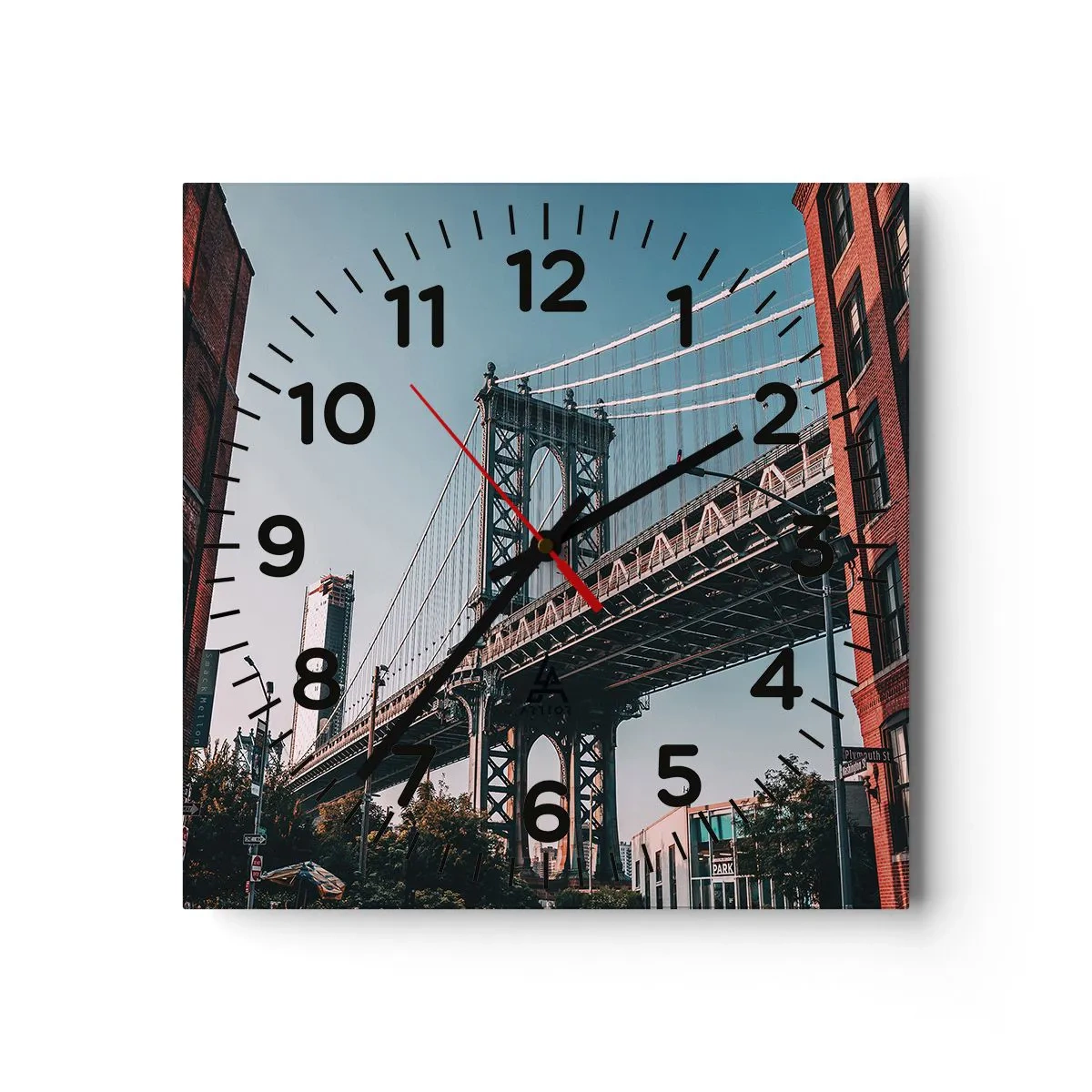 Wall clock - Clock on glass - Over the City Waves - 40x40 cm