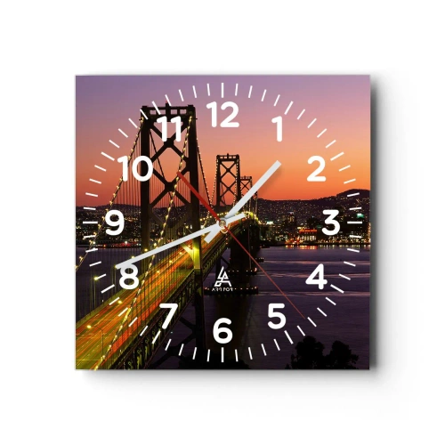 Wall clock - Clock on glass - Evening in Purple - 40x40 cm