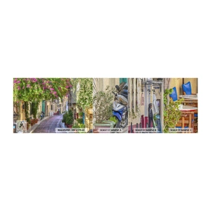 Photo Wallpaper Sample Premium Canvas - Blooming Alley - Architecture, Greece, City - 100x30 cm