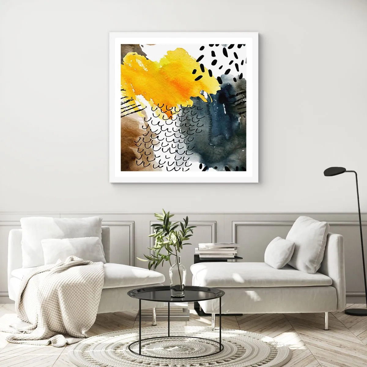 Poster in white frmae - Meeting of Elements - 30x30 cm
