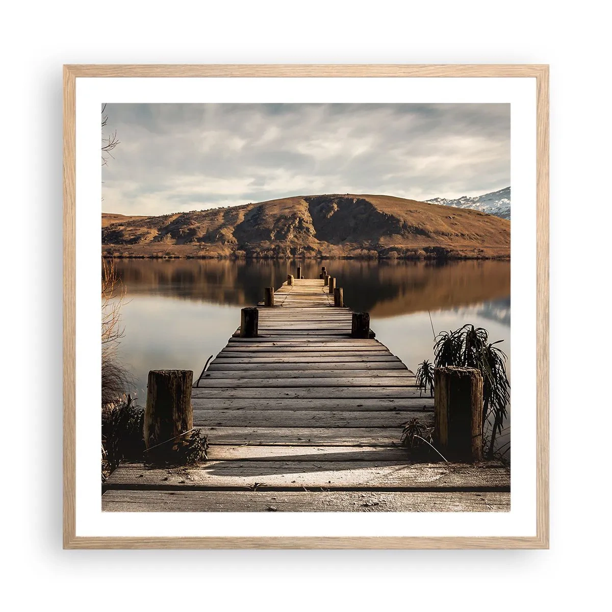 Poster in light oak frame - Landscape in Silence - 60x60 cm