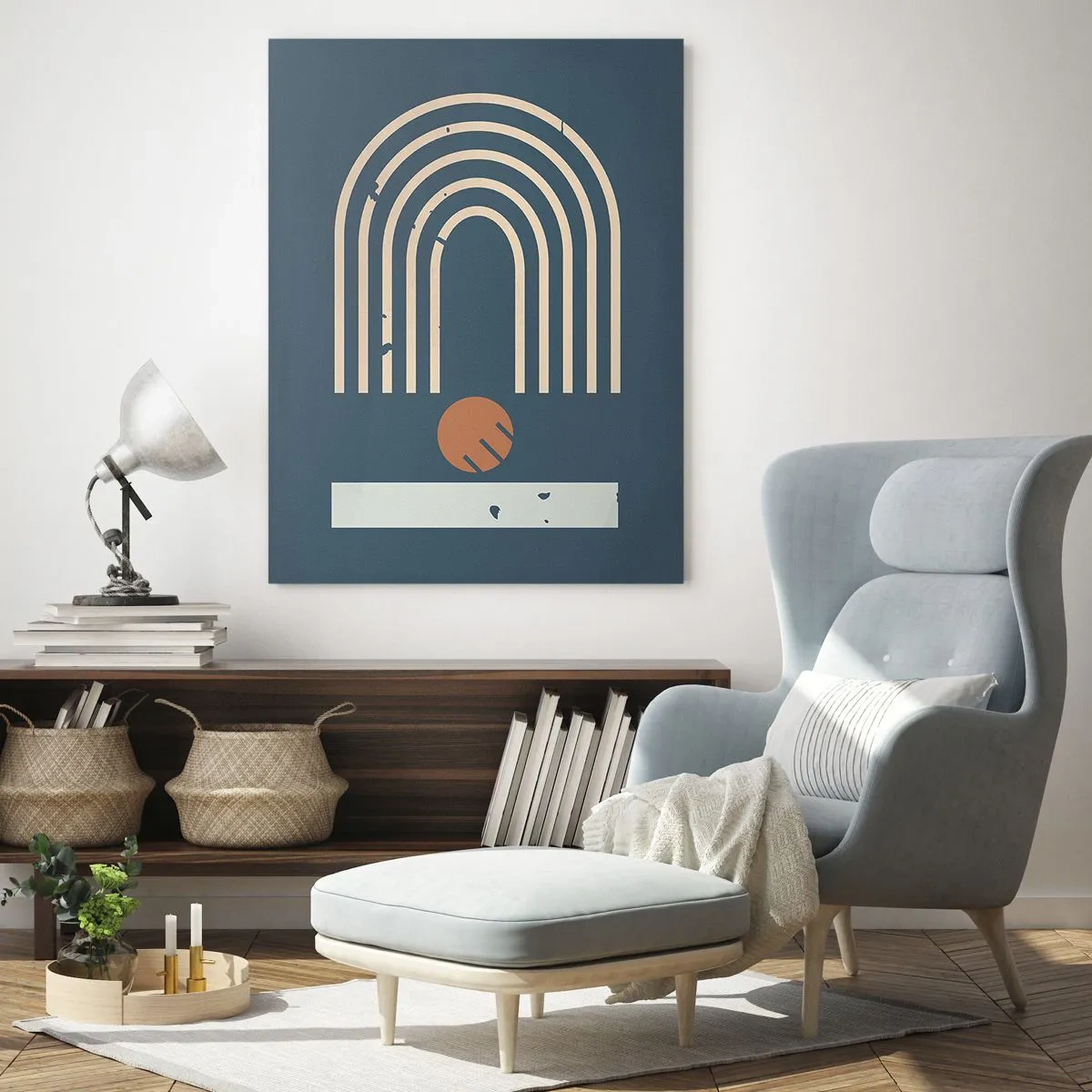 Glass picture - Geometry on Navy Blue - 50x70 cm