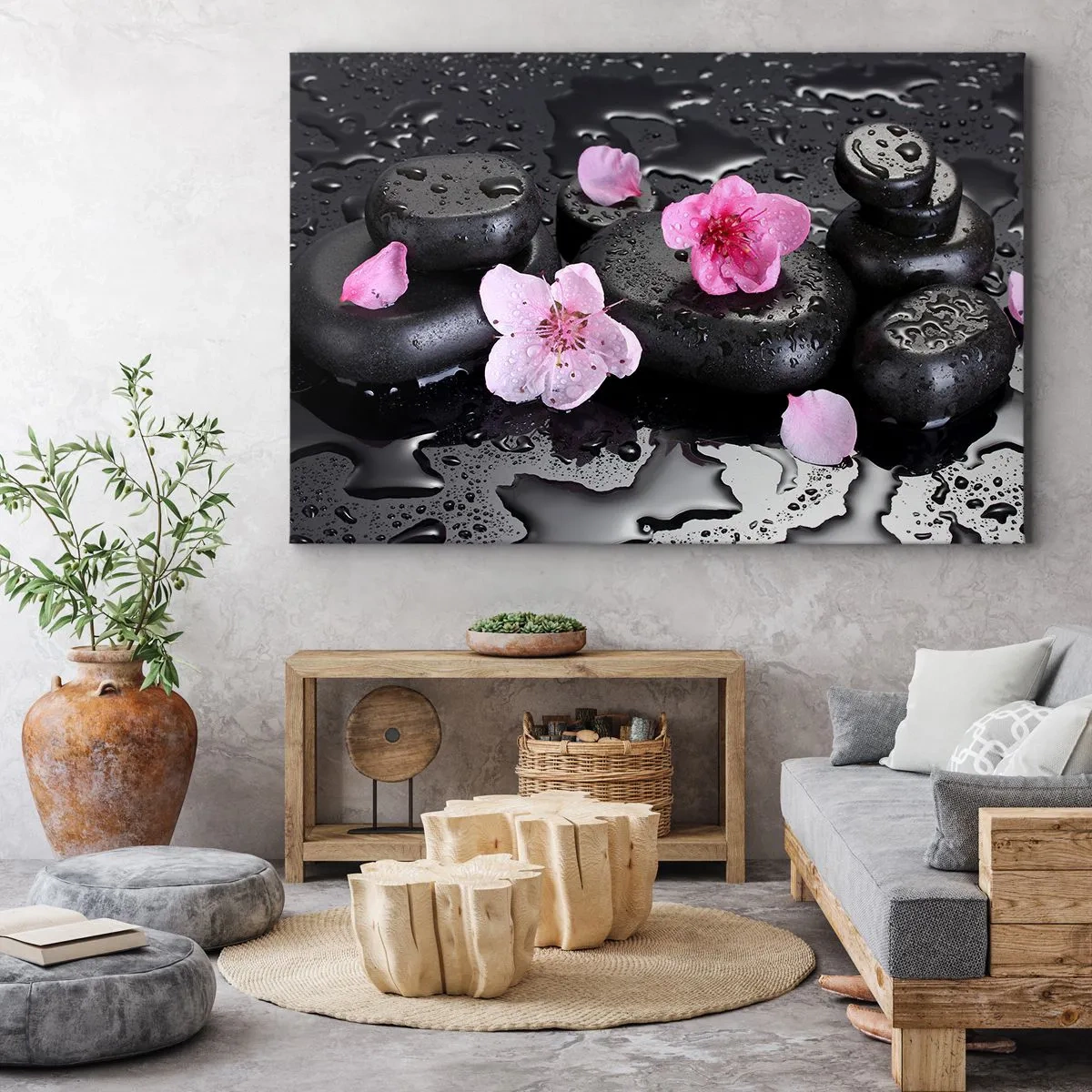 Canvas picture - Black Zen Stones - 120x80 cm