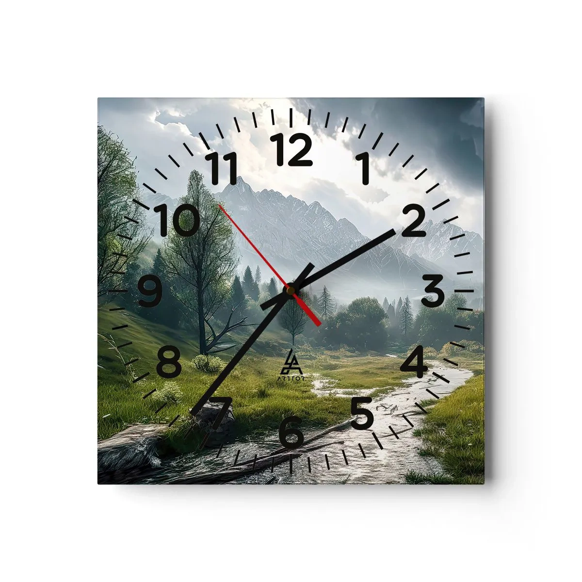 Wall clock - Clock on glass - There And Back - 40x40 cm