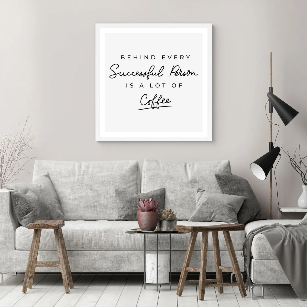 Poster in white frmae - Secret of Success - 60x60 cm