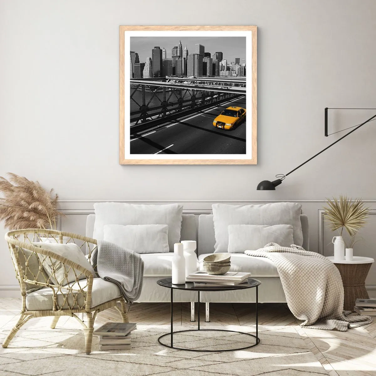 Poster in light oak frame - Colour of a Big City - 40x40 cm