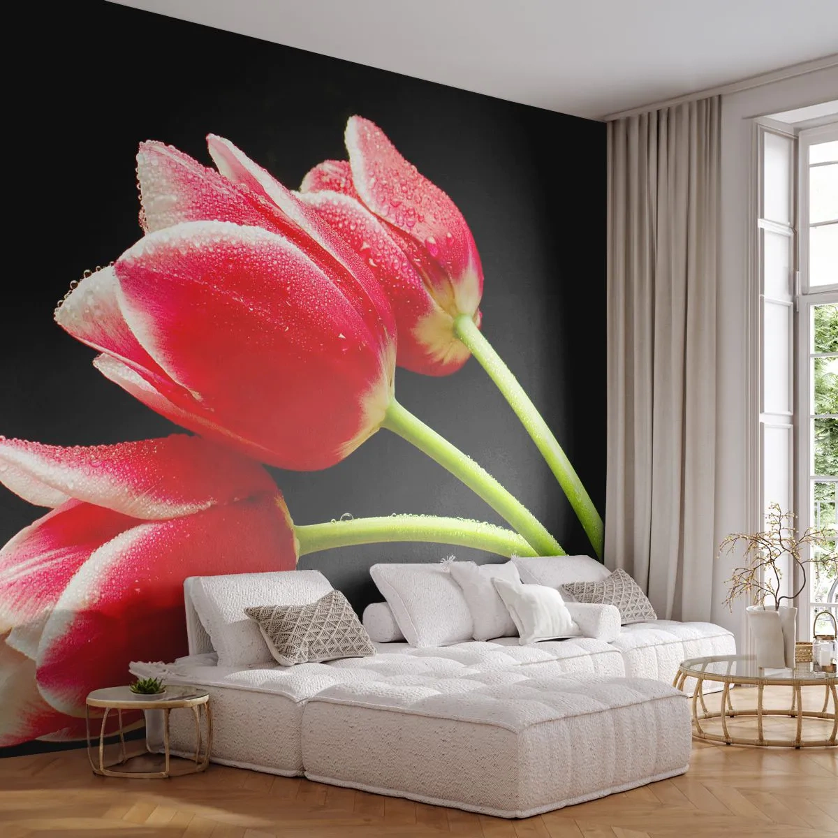 Photo Wallpaper Premium Sand - Promise of Pure Love - Flowers, Tulips, Nature - 400x280 cm