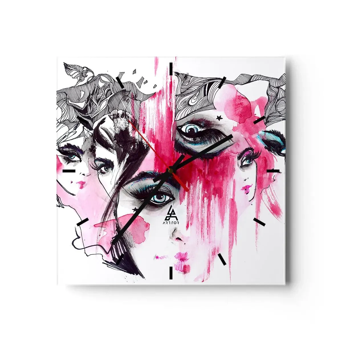 Wall clock - Clock on glass - . - 30x30 cm