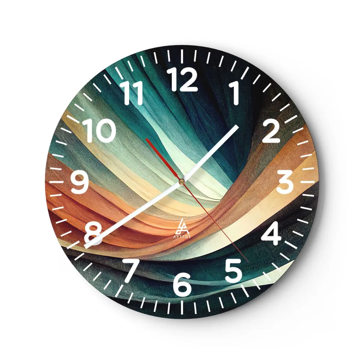 Wall clock - Clock on glass - Woven from Colours - 40x40 cm